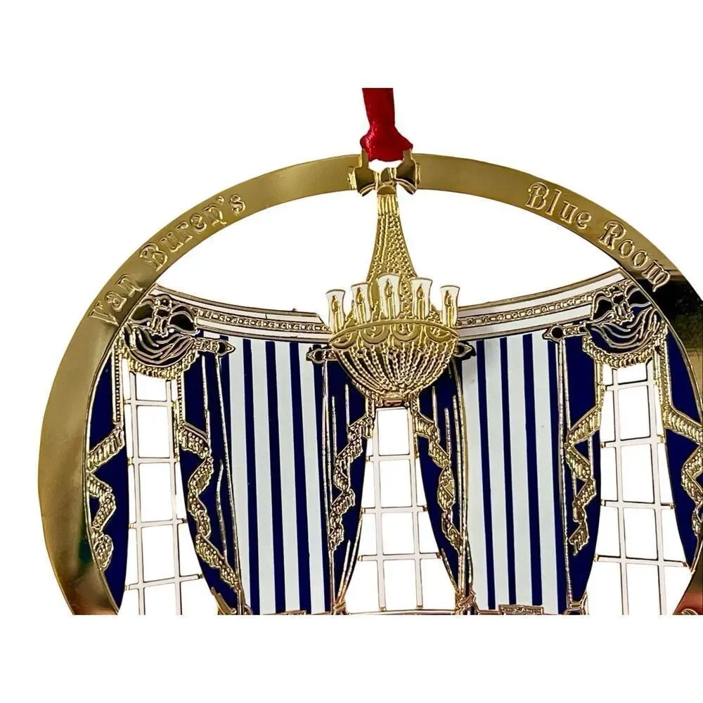 1990 White House Ornament: Martin Van Buren House, Blue Room Gold Brass